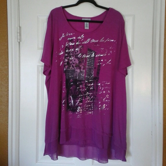 Catherines Tops - Beautiful Tunic w/Bicycle & Floral Design